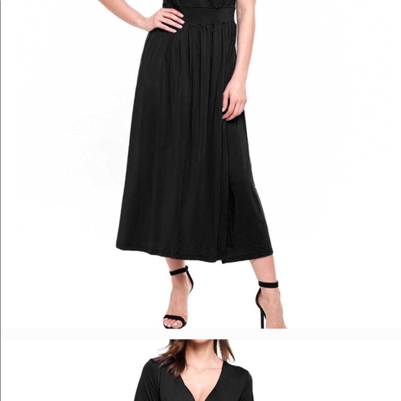 Black Trendy Maxi with Sleeves Small Stretchy - Picture 2 of 7